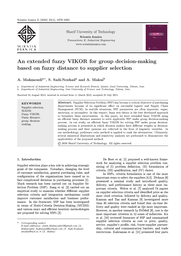 (PDF) An extended fuzzy VIKOR for group decision making based on fuzzy ...