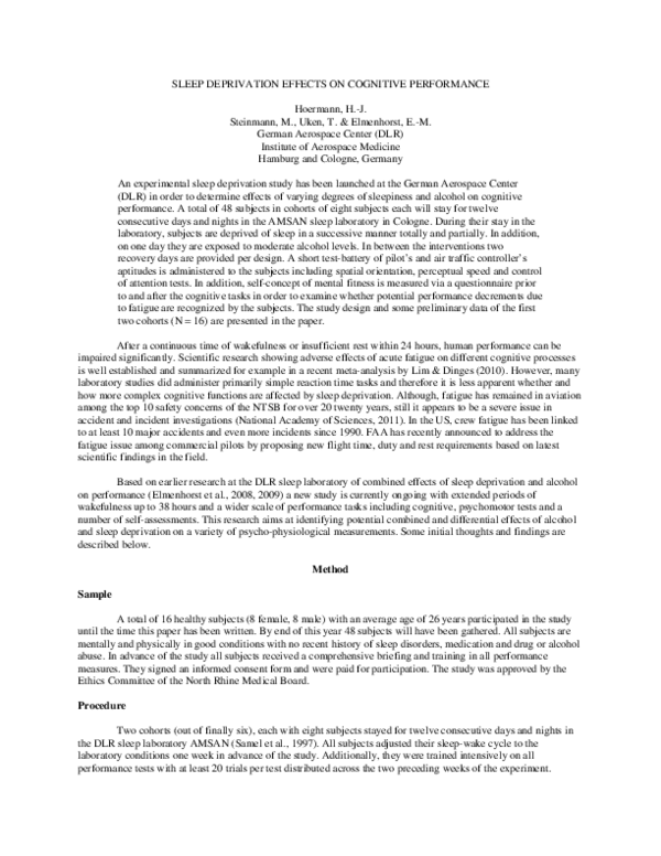 (PDF) Sleep Deprivation Effects on Cognitive Performance