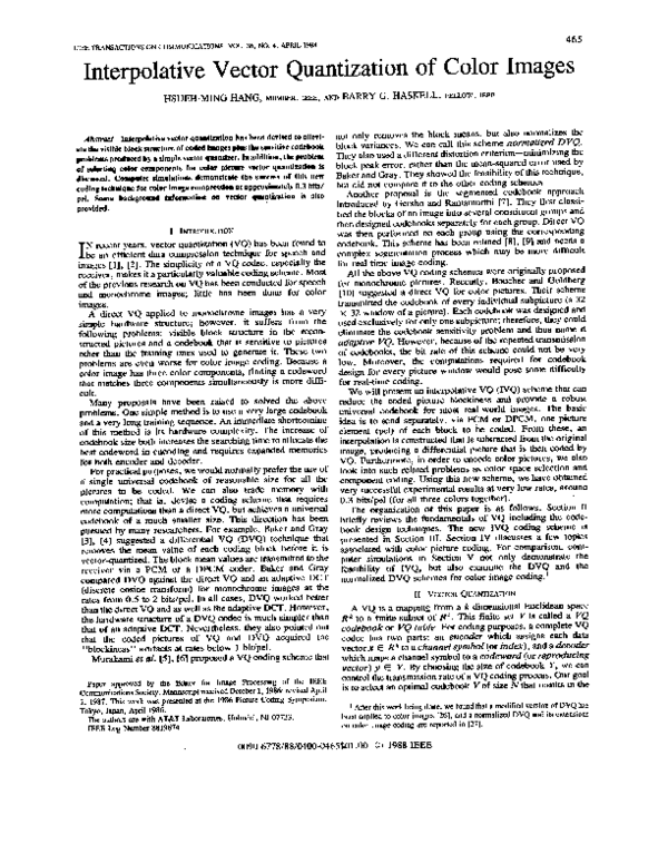 (PDF) Interpolative vector quantization of color images