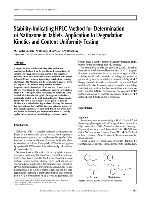 (PDF) Stability-indicating HPLC method for the determination of the ...