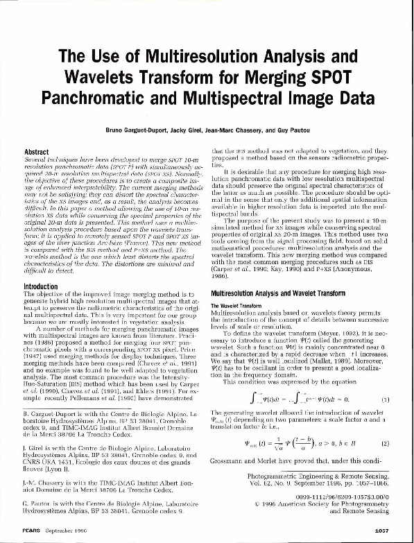 (PDF) The use of multiresolution analysis and wavelets transform for ...