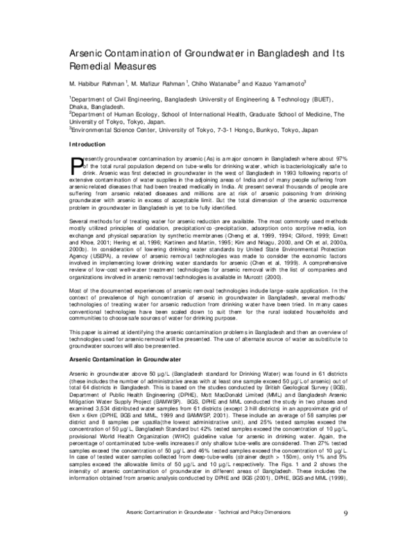 (PDF) Arsenic contamination of groundwater in Bangladesh: A review