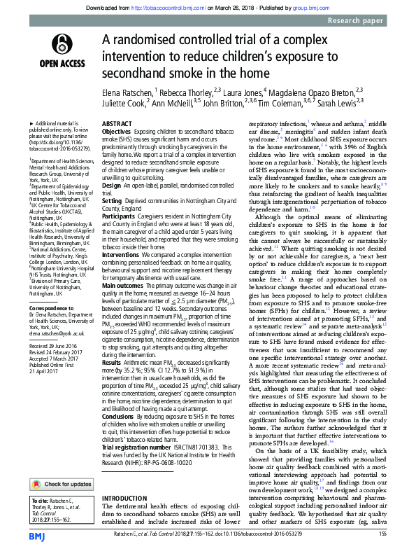 (PDF) A randomised controlled trial of a complex intervention to reduce ...