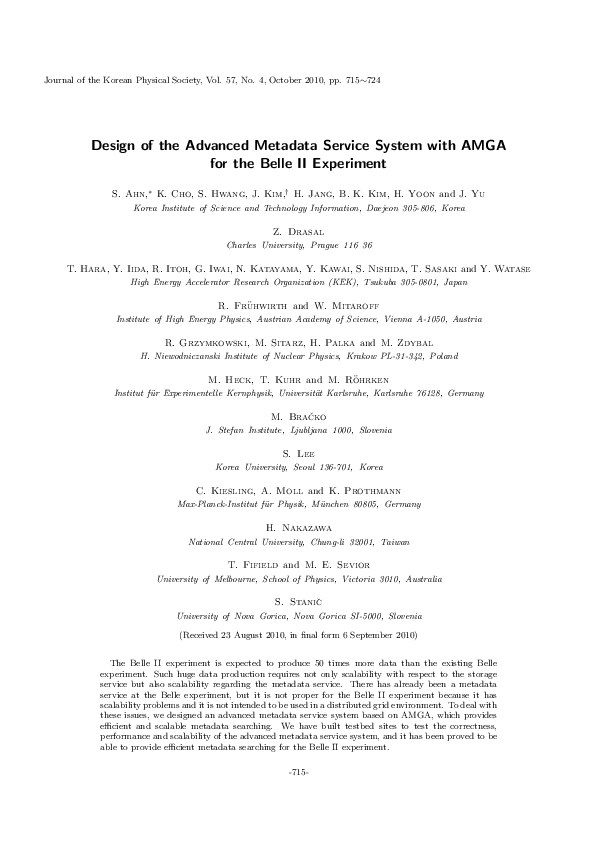 (PDF) Design of the Advanced Metadata Service System with AMGA for the ...