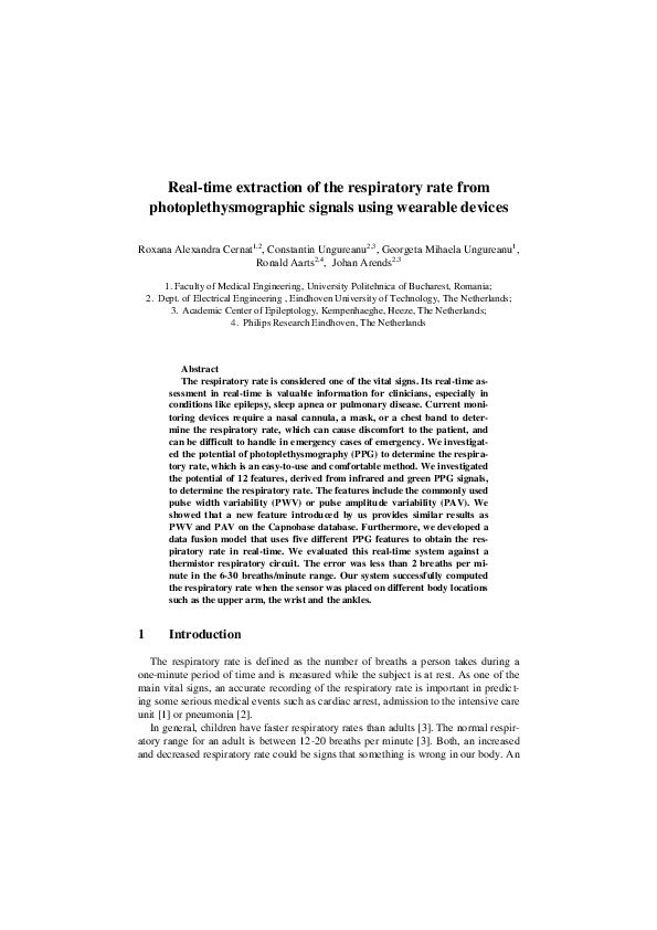 (PDF) Real-time extraction of the respiratory rate from ...
