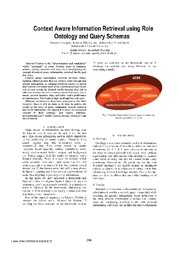(PDF) Context Aware Information Retrieval using Role Ontology and Query ...