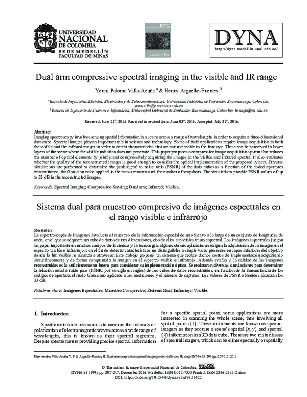 (PDF) Dual arm compressive spectral imaging in the visible and IR range