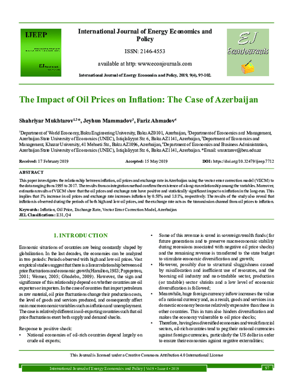 (PDF) The Impact of Oil Prices on Inflation: The Case of Azerbaijan