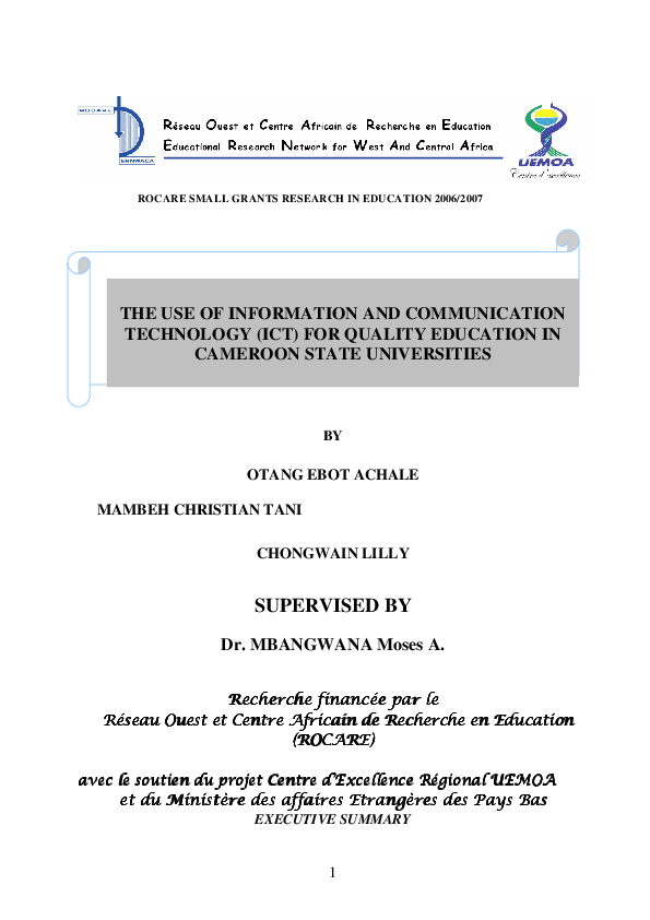 (PDF) The Use of Information and Communication Technology (Ict) for ...