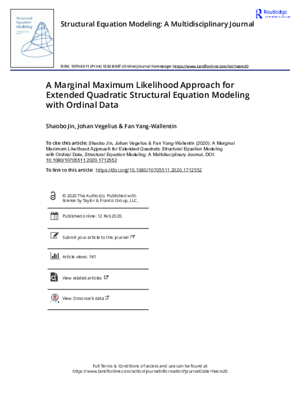 (PDF) A Marginal Maximum Likelihood Approach for Extended Quadratic ...