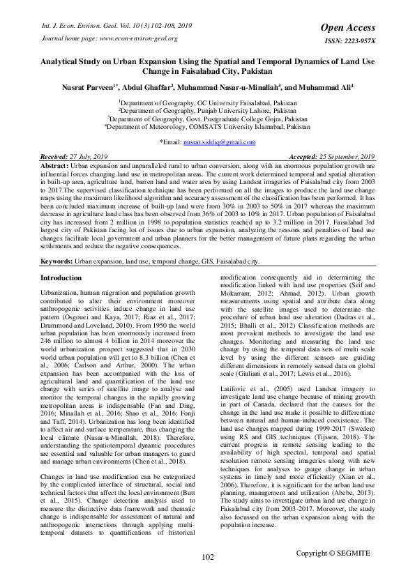 (PDF) Analytical Study on Urban Expansion Using the Spatial and ...