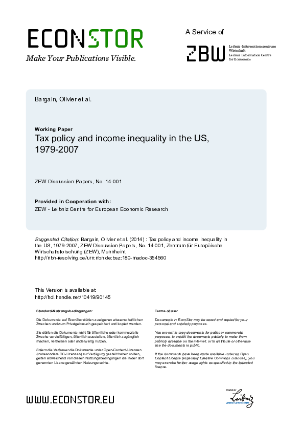 (PDF) Tax Policy and Income Inequality in the U.S., 1979-2007