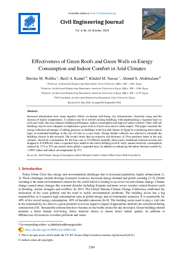 (PDF) Effectiveness of Green Roofs and Green Walls on Energy ...