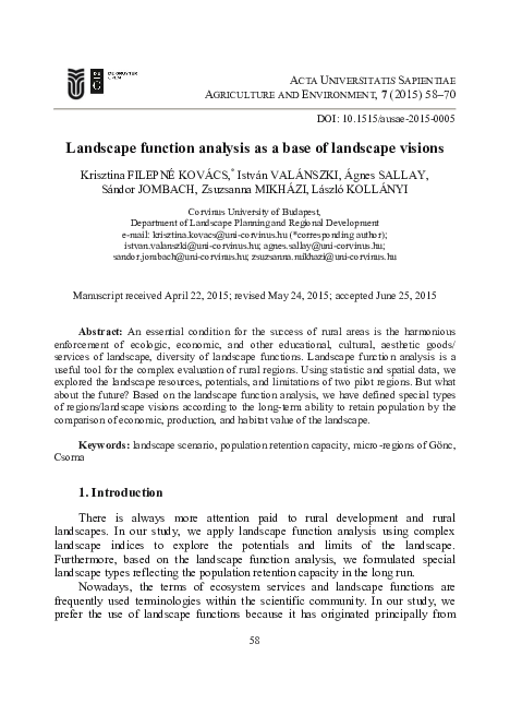 (PDF) Landscape function analysis as a base of landscape visions