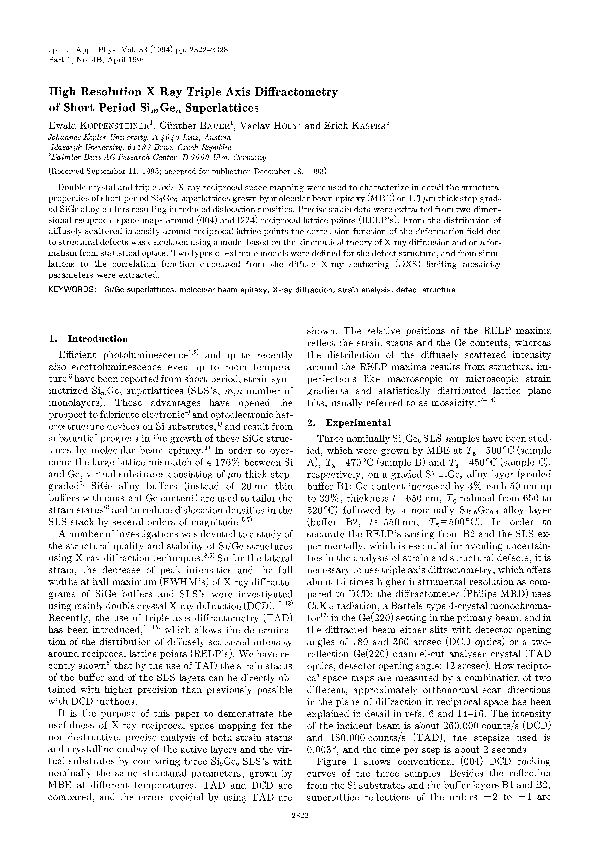 (PDF) High Resolution X-Ray Triple Axis Diffractometry of Short Period ...