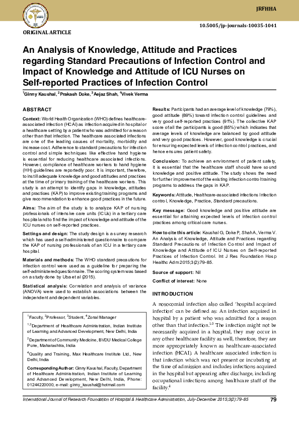 (PDF) An Analysis of Knowledge, Attitude and Practices regarding ...
