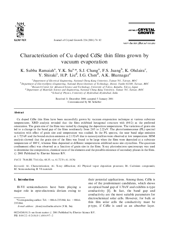 (PDF) Characterization of Cu doped CdSe thin films grown by vacuum ...