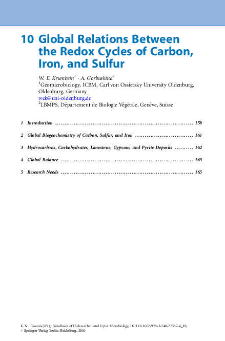(PDF) Global Relations Between the Redox Cycles of Carbon, Iron, and Sulfur