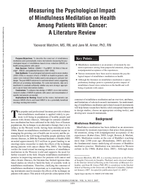 (PDF) Measuring the Psychological Impact of Mindfulness Meditation on ...
