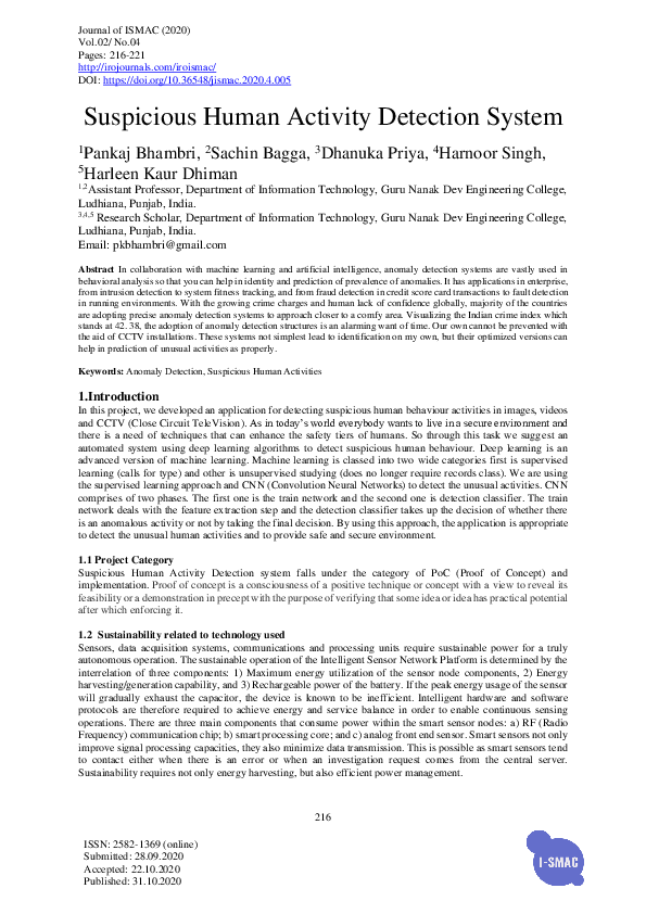 (PDF) Suspicious Human Activity Detection System