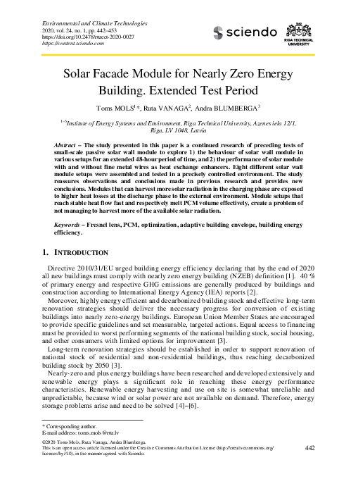 (PDF) Solar Facade Module for Nearly Zero Energy Building. Optimization ...