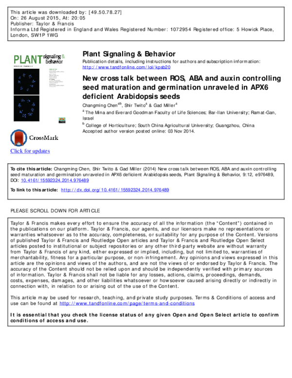 (PDF) New cross talk between ROS, ABA and auxin controlling seed ...