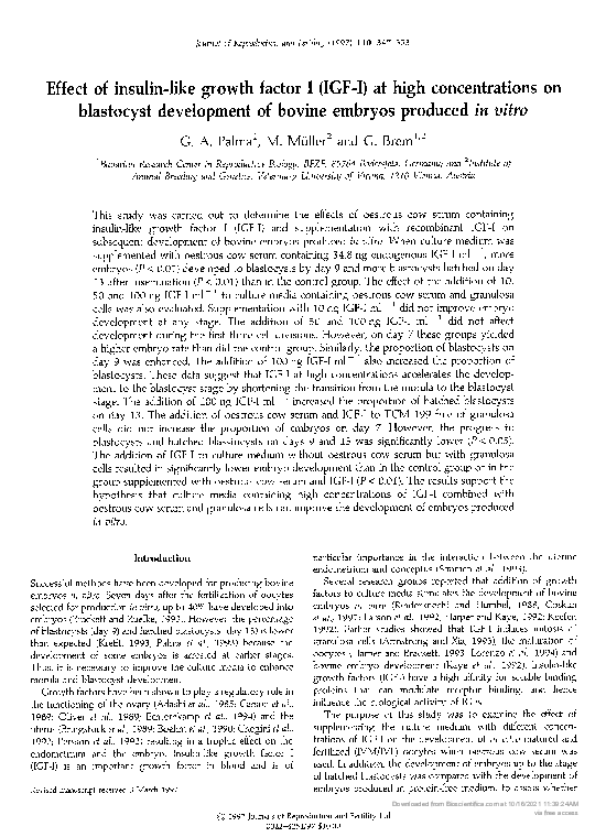 (PDF) Effect of insulin-like growth factor I (IGF-I) at high ...