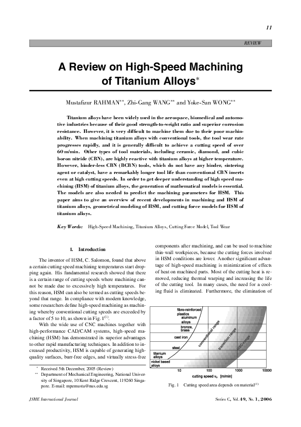 (PDF) A Review on High-Speed Machining of Titanium Alloys