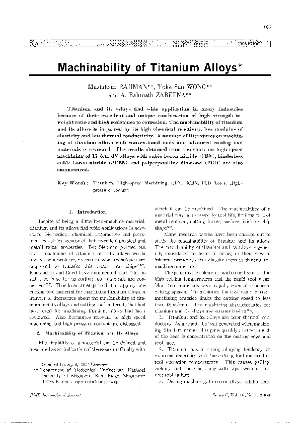 (PDF) Machinability of Titanium Alloys Mustafizur Rahman Academia.edu