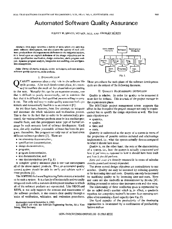 (PDF) Automated Software Quality Assurance Harry Sneed Academia.edu