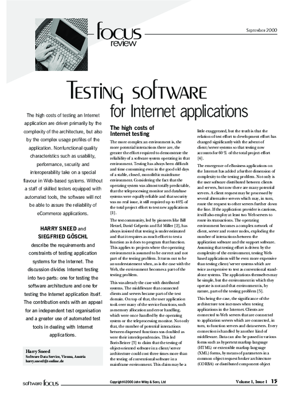 (PDF) Testing software for internet applications