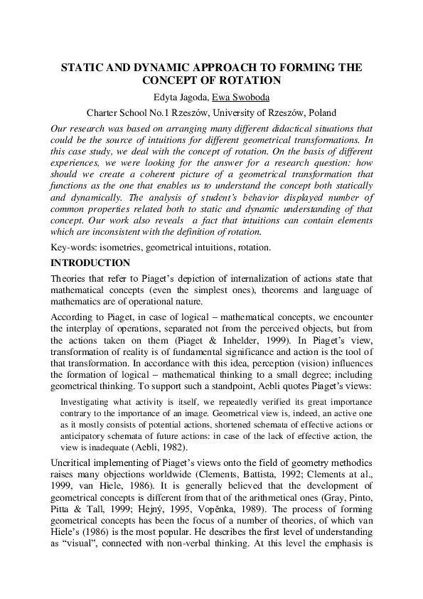 (PDF) Static and Dynamic Approach to Forming the Concept of Rotation