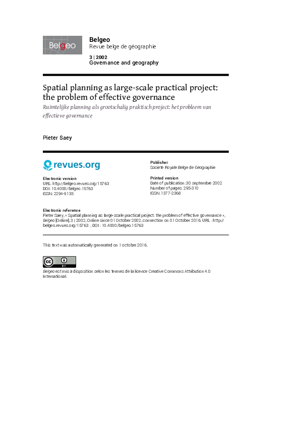 (PDF) Spatial planning as large-scale practical project: the problem of ...