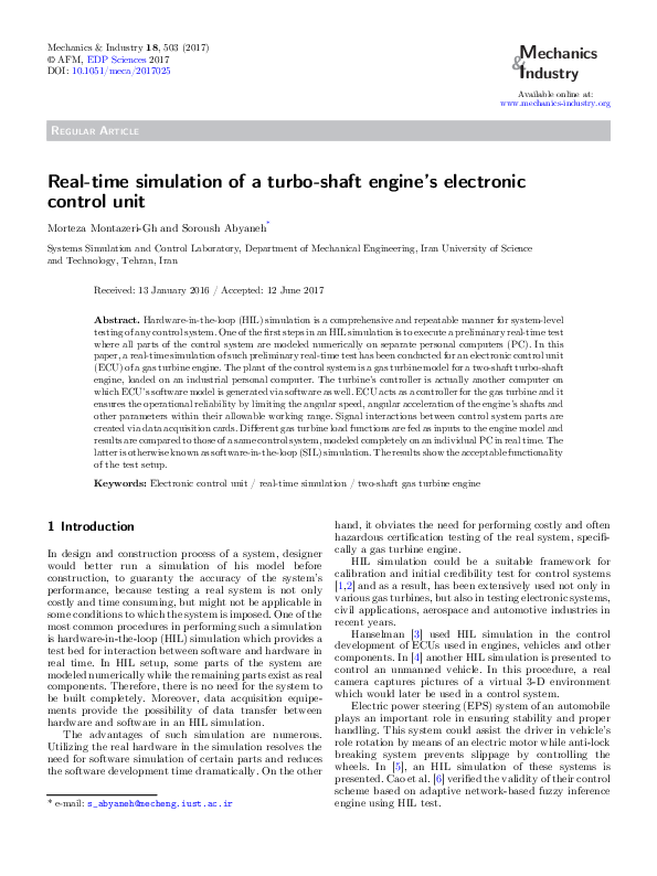 (PDF) Real-time simulation of a turbo-shaft engine's electronic control ...