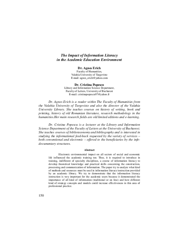 (PDF) The Impact of Information Literacy in the Academic Education ...