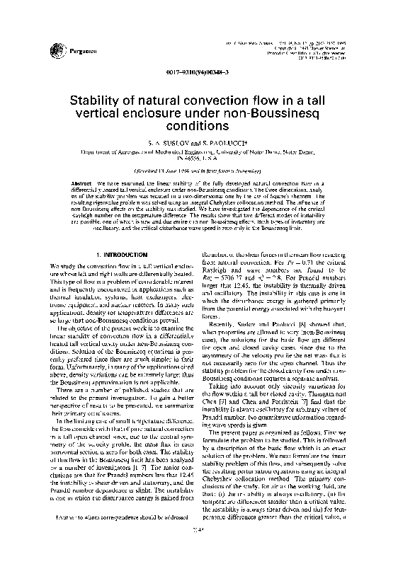 (PDF) Stability of natural convection flow in a tall vertical enclosure ...