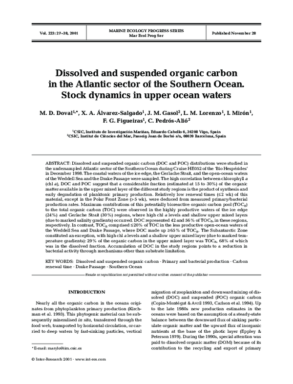 (PDF) Dissolved and suspended organic carbon in the Atlantic sector of ...