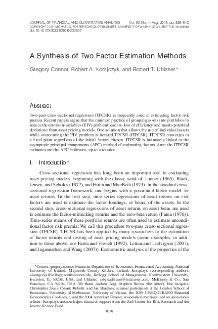 (PDF) A Synthesis of Two Factor Estimation Methods