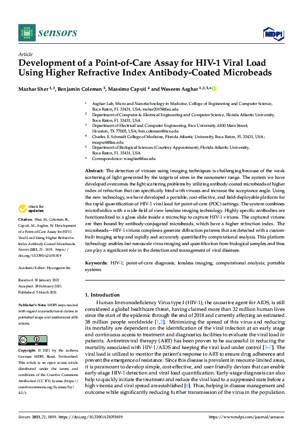 (PDF) Development of a Point-of-Care Assay for HIV-1 Viral Load Using ...