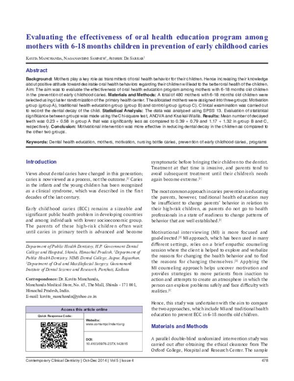 (PDF) Evaluating the effectiveness of oral health education program ...