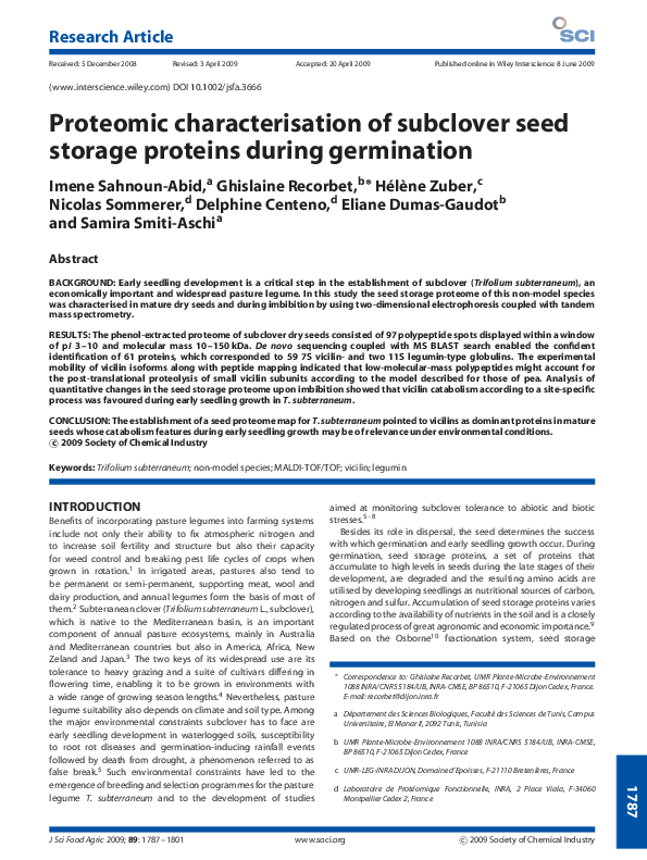 (PDF) Proteomic characterisation of subclover seed storage proteins ...