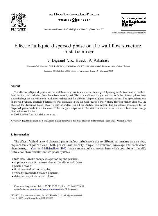 (PDF) Effect of a liquid dispersed phase on the wall flow structure in ...