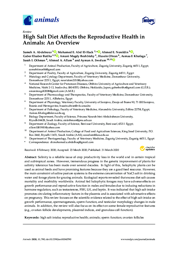 (PDF) High Salt Diet Affects the Reproductive Health in Animals: An ...