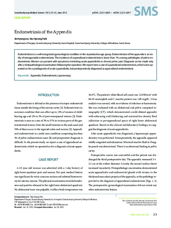 (PDF) Endometriosis of the appendix
