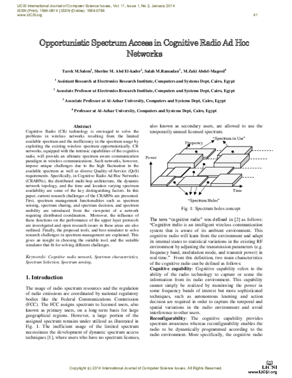 (PDF) Opportunistic spectrum access in cognitive radio based on channel ...