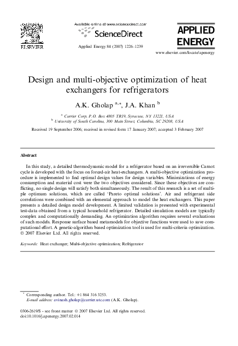 (PDF) Design and multi-objective optimization of heat exchangers for ...