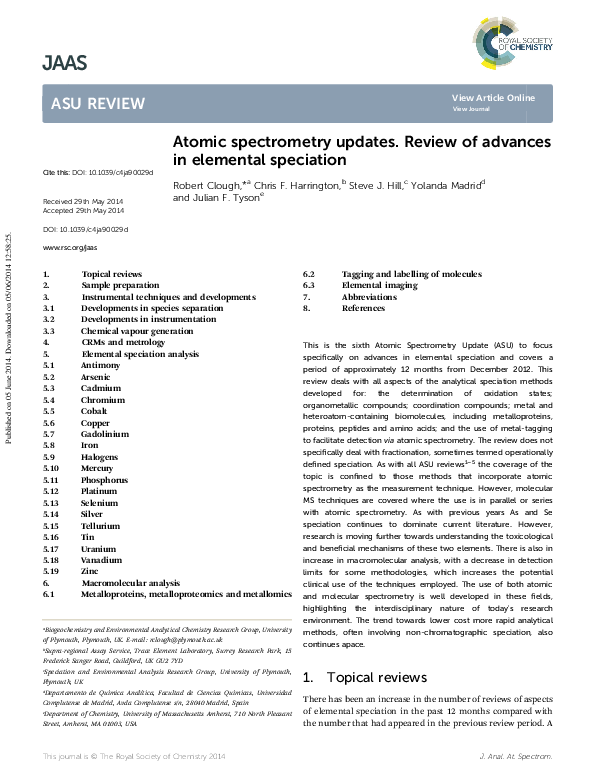 (PDF) Atomic spectrometry updates: Review of advances in atomic ...