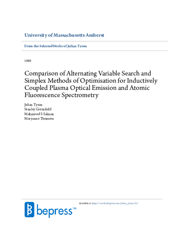 (PDF) Comparison of alternating variable search and simplex methods of ...