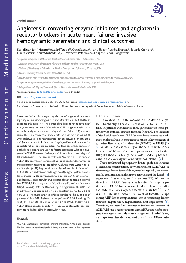 (PDF) Angiotensin converting enzyme inhibitors and angiotensin receptor ...