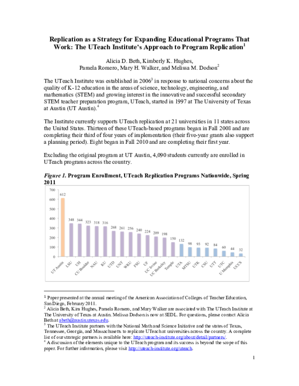 (PDF) Replication as a strategy for expanding educational programs that ...